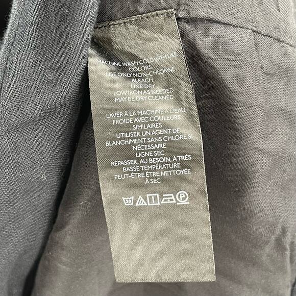 NEW ANTHROPOLOGIE Dress Size 10 NWOT One Shoulder 100% Linen Black Faux Wrap - Picture 15 of 16